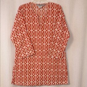 GRETCHEN SCOTT DESIGNS Women’s Cotton Tunic Geometric Orange/White Large